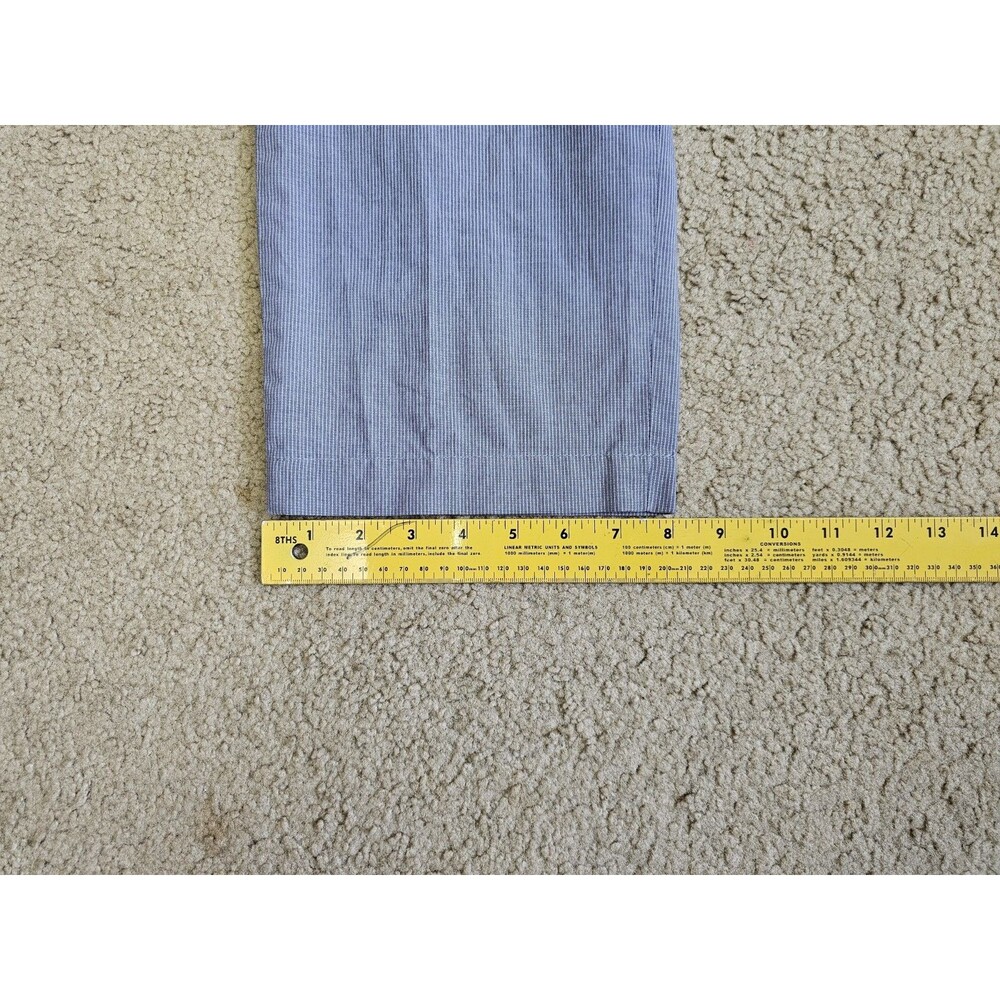 Uniqlo Pants Mens‎ 34x27 Blue Chino Stripes 88cm Preppy Casual Flat Front - Picture 6 of 7